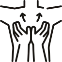 Icon d'un massage sur le dos à deux mains